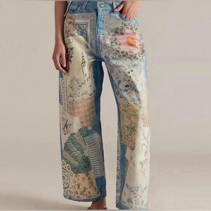 FREE PEOPLE We The Free Illusions Relaxed Fit Patchwork Wide Leg Jeans